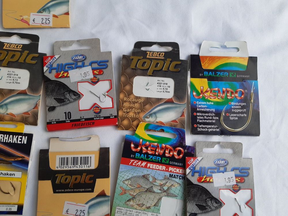 Blntackle76 Angelhaken Set - 16 Gebundene Haken An Fluorocarbon Schnur