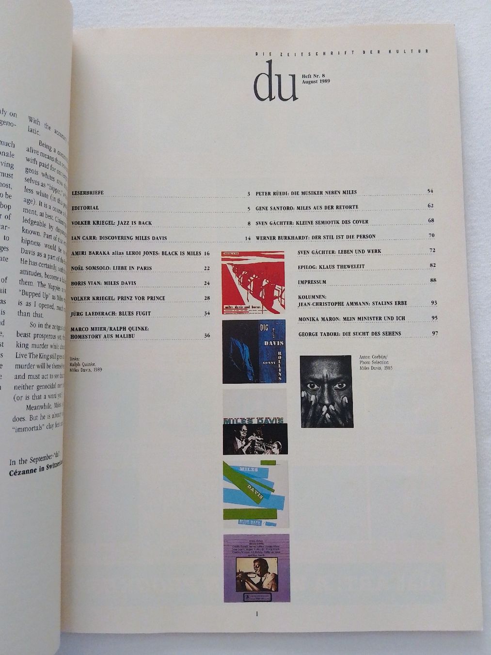 Riviste & Magazine: Miles Davis spezial Heft - DU vergriffen  – Nuovo (secondo la descrizione) da Spreitenbach venduto da Esprit20 2