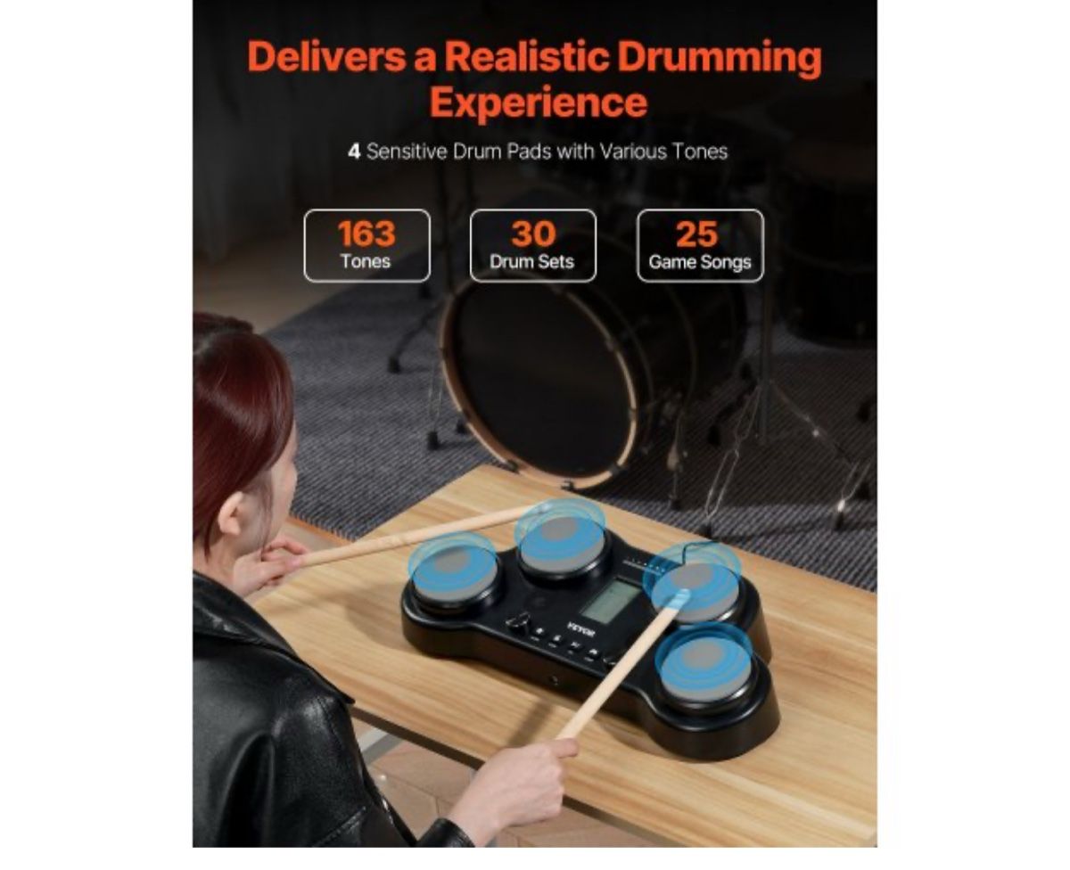 Musikinstrumente: VEVOR E-Drum Set Tablet 4 Pads 163 Sounds Kopfhöreranschlus – Neu und originalverpackt aus Amriswil von JaJa-Express 1