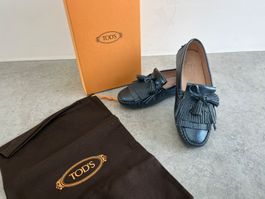 TOD'S Loafers blau metallic Gr. 37.5 (ca. Gr. 38) - wie neu