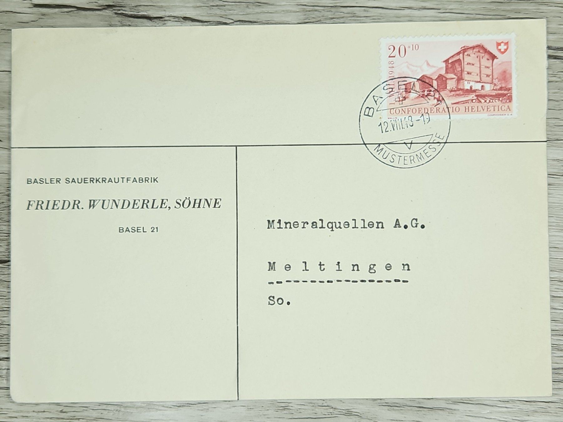 Tutti i francobolli: CL02 Enveloppe + Timbre Suisse 1948 – Usato da Cousset venduto da Patrick_Collections