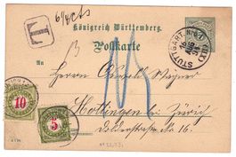 Entier postal Allemand taxé à Hottingen le 17.VIII.94
