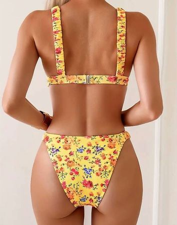🌻Bikini Blumen Gelb strukturiert Gr.S  Gratis Versand - Neu