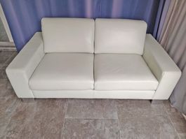 Ledersofa cremeweiss