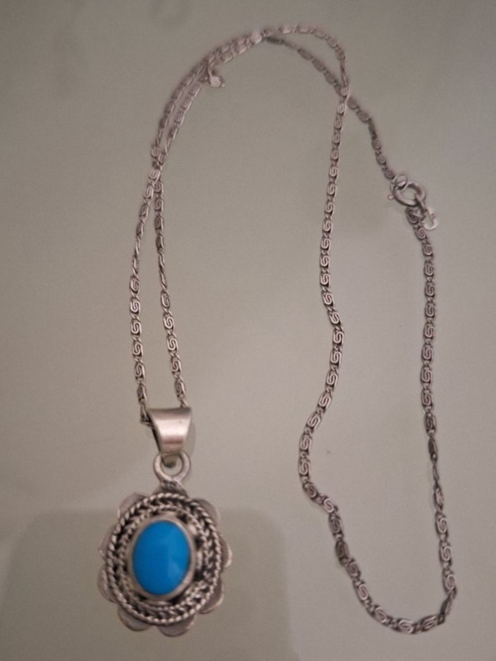 Catenine: Antike Kette mit.blauem.Stein Silber 925 – Usato da Kerzers venduto da ExpressoTerreno 1