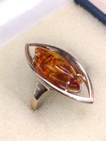 Vintage 925er Silber vergoldete Ring Natur Bernstein USSR