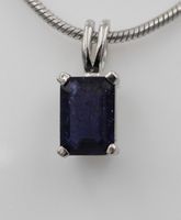 Anhänger 925 Silber mit 1.0 Ct Iolith Baguette + Kette