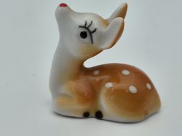 Vintage Porzellan Rehkitz Miniatur Figur Deko Dekoration
