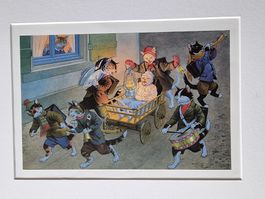 DIE FRÖHLICHE KATZENSCHULE  BILD MONTIERT AUF PASSEPARTOUT