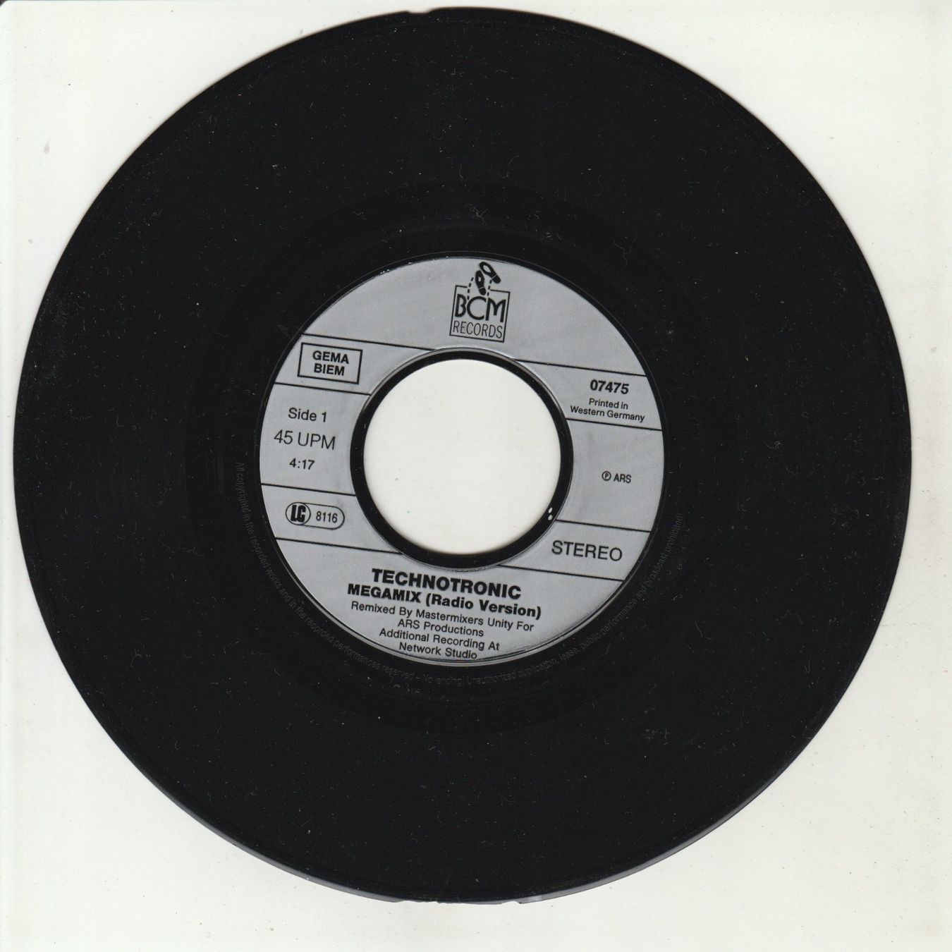 Dischi in vinile: Technotronic - Megamix 7" Vinyl – Difettoso da Tübach venduto da JamesStone 2