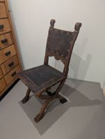 Antiker Stuhl Renaissance Leder & Löwenfüsse Restauriert