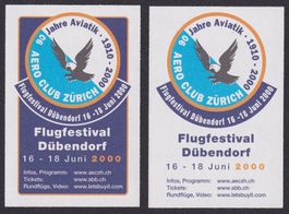 Flugpost Vignette, Flugfestival Dübendorf 2000, Flugspende