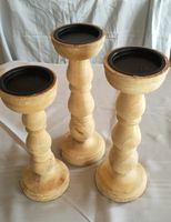 Holzkerzenständer im Shabby-Chic-Look, 3er Set