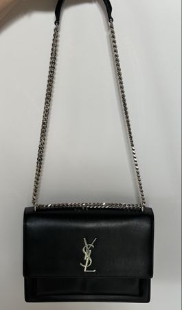 Sac SAINT LAURENT Sunset Large en cuir noir, comme neuf!