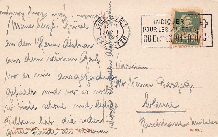Cartoline postali: Genève, Parc Mon Repos, circulée 1922 – Usato da Frauenfeld venduto da POML 1