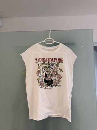 Zadig & Voltaire T-Shirt weiss mit Strassmotiv neuwertig