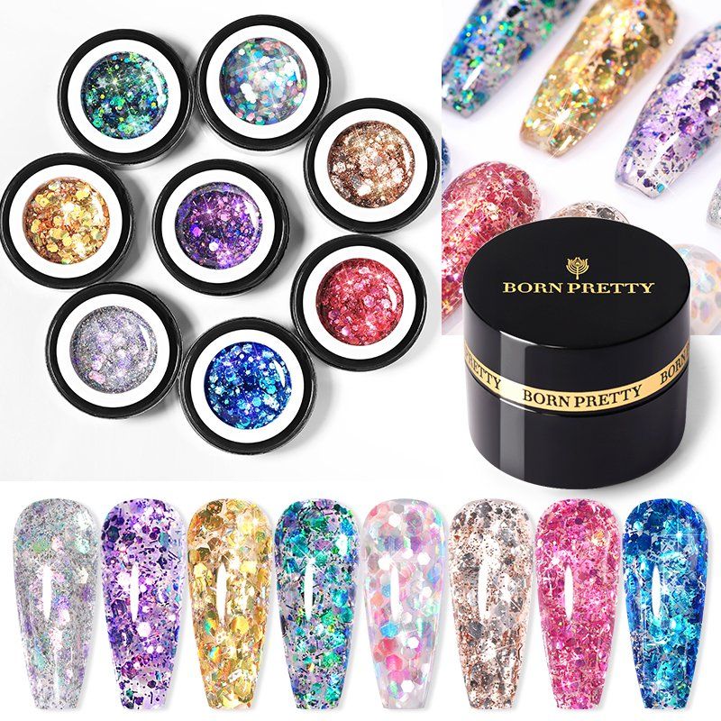 Unghie finte: Glitter Sequins UV Gel - 8 Farben-Set Nail Art – Nuovo e nell'imballaggio originale da Riffenmatt venduto da Nail_Art_Outlet