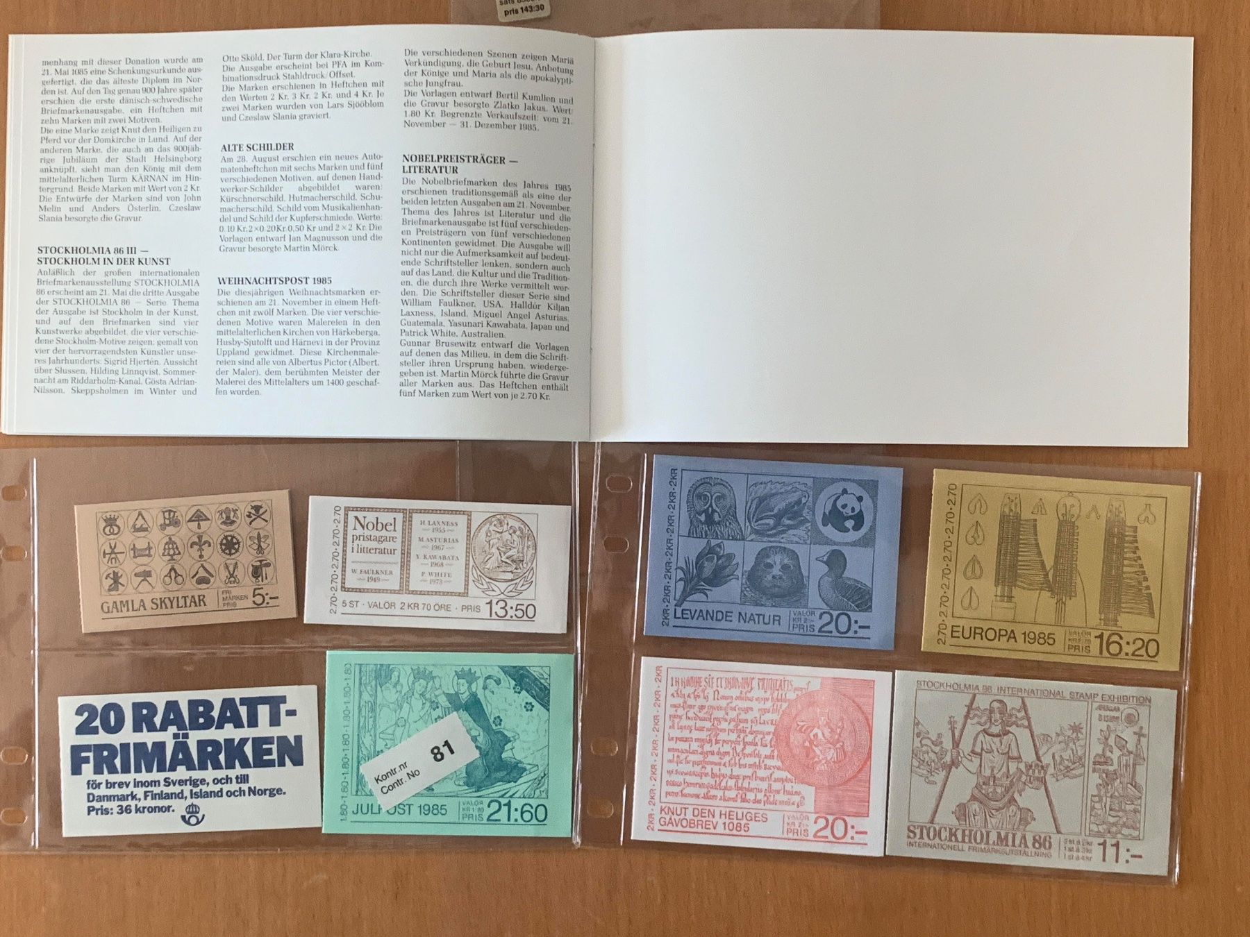 Alle Briefmarken: Schweden Suède 1985 - Swedish Stamp Booklets - Complete Set – Neu und originalverpackt aus Chavornay von 4dphila 6