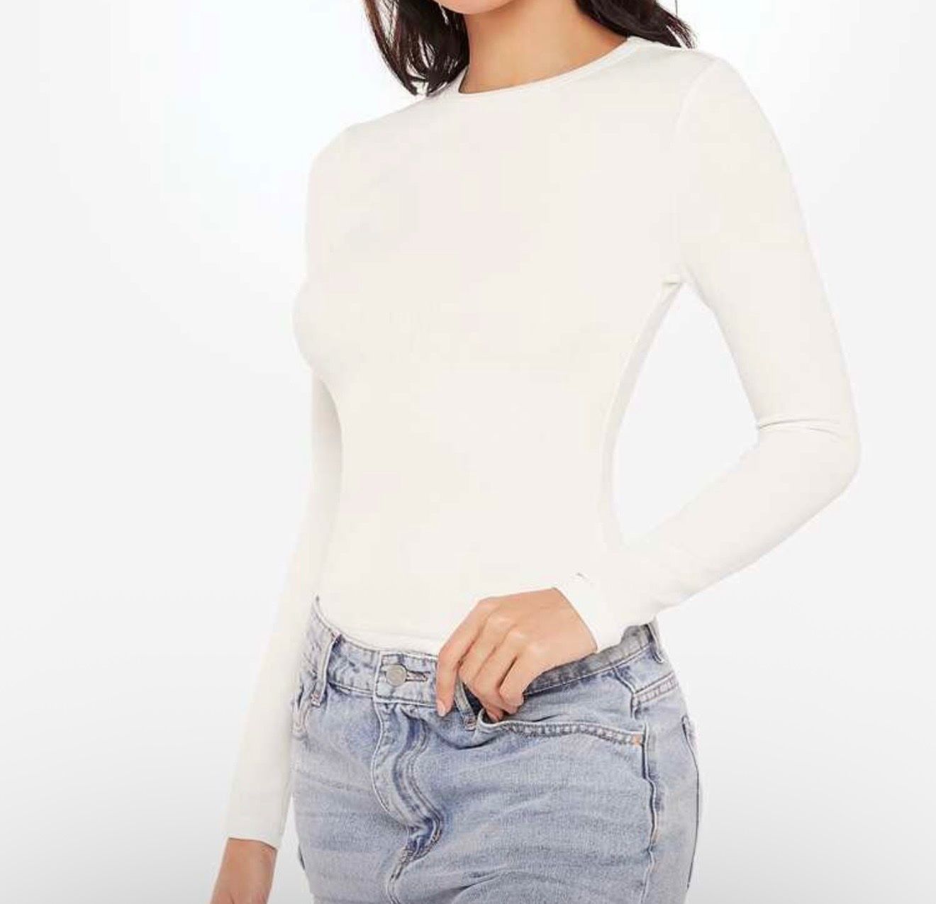 Maglioni & Felpe: Basic Langarmshirt in weiss - Grösse: S – Usato da Oberhofen Thun'see venduto da ClaudiaKelesh