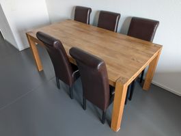 Esstisch mit 5 Stühlen, 180 x 90 x 75 cm, Holz