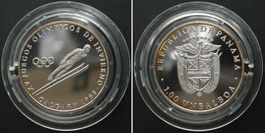 PANAMA 1 VN Balboa 1988 Skispringer OLYMPIA CALGARY Silber