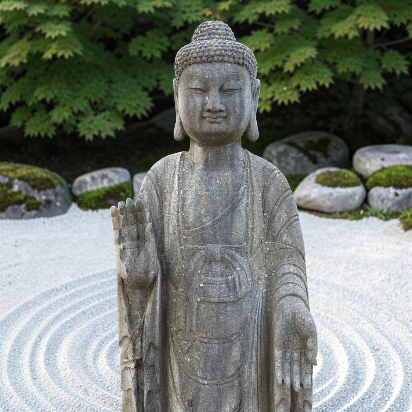 Skulpturen & Statuen: Alte Naturstein Buddha Statue Garten Steinfigur stehend – Gebraucht aus Hilpoltstein von asienlifestyle888 1