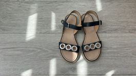 Zamagni Black Leather Sandals, Size 38