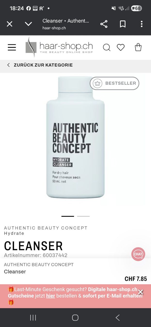Prodotti per capelli: ABC (AUTHENTIC BEAUTY CONCEPT) - HYDRATE CLEANSER 50ML – Nuovo e nell'imballaggio originale da Embrach venduto da avesi