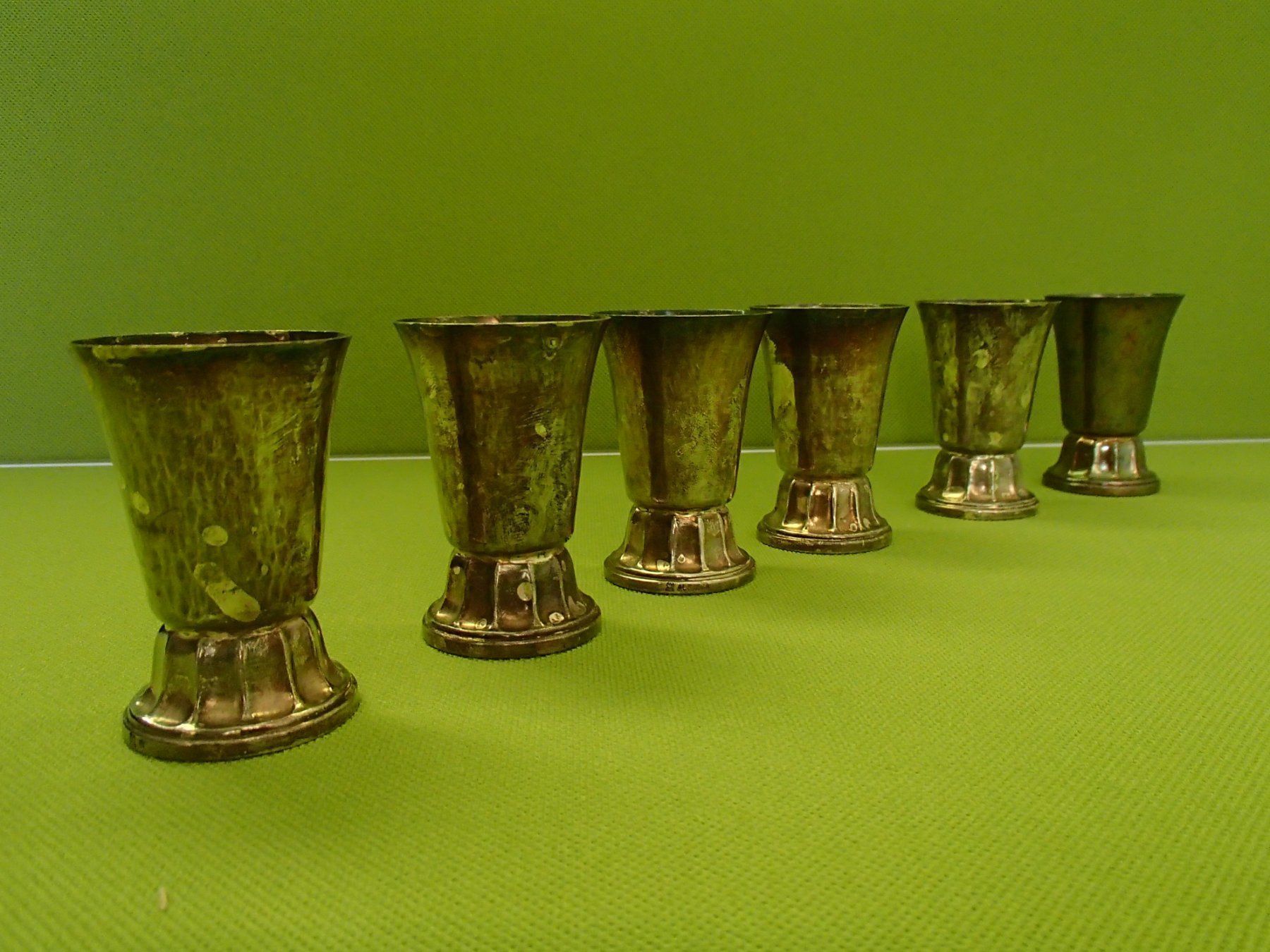 Bicchieri: 6 versilberte Alpacca Art Deco Schnaps oder Schott Gläser – Usato da Schöfflisdorf venduto da pullux 3