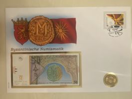 Banknotenbrief mit Münze - Macedonia