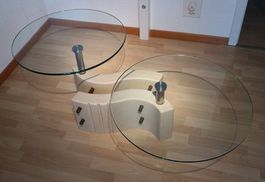Designklassiker-Couchtisch mit 2 drehbaren Glasplatten