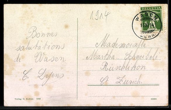 Ansichtskarten: AK Wasen i. E., Ortsansicht mit Kirche – Gebraucht aus Berlin von bartko-reher 1