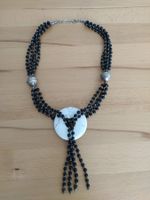 Halskette mit weissem Howlith Edelstein Silber und Perlen