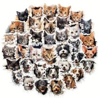 50 Stk. Sticker Aufkleber - Cartoon Hunde & Katzen