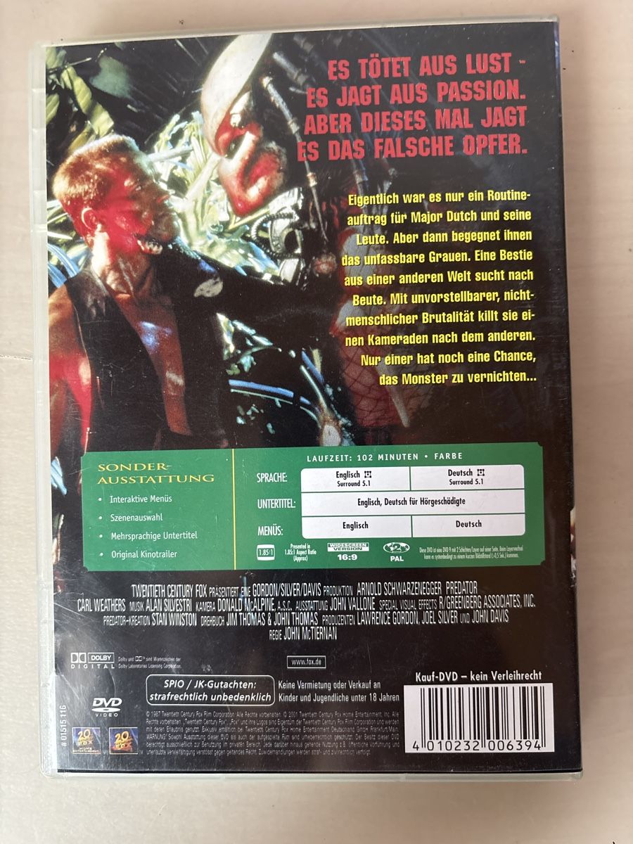 Tutti i DVDs: Predator - Arnold Schwarzenegger - Rarität!  – Nuovo (secondo la descrizione) da Ruswil venduto da Slivio_ 1