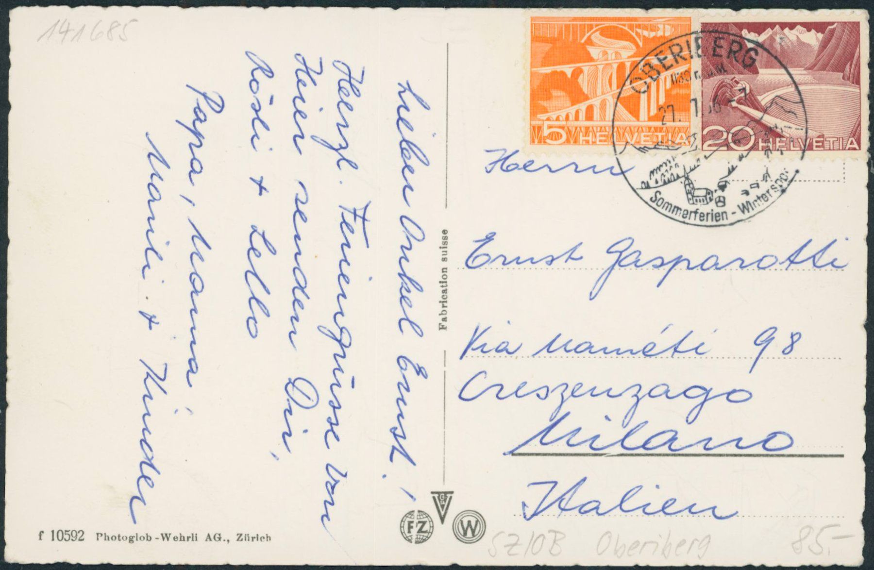 Cartoline postali: SZ Oberiberg - Tschalun – Usato da Schindellegi venduto da masutka7 1