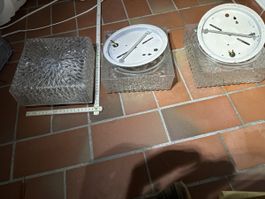 3 Deckenleuchten Glas quadratisch Vintage guter Zustand