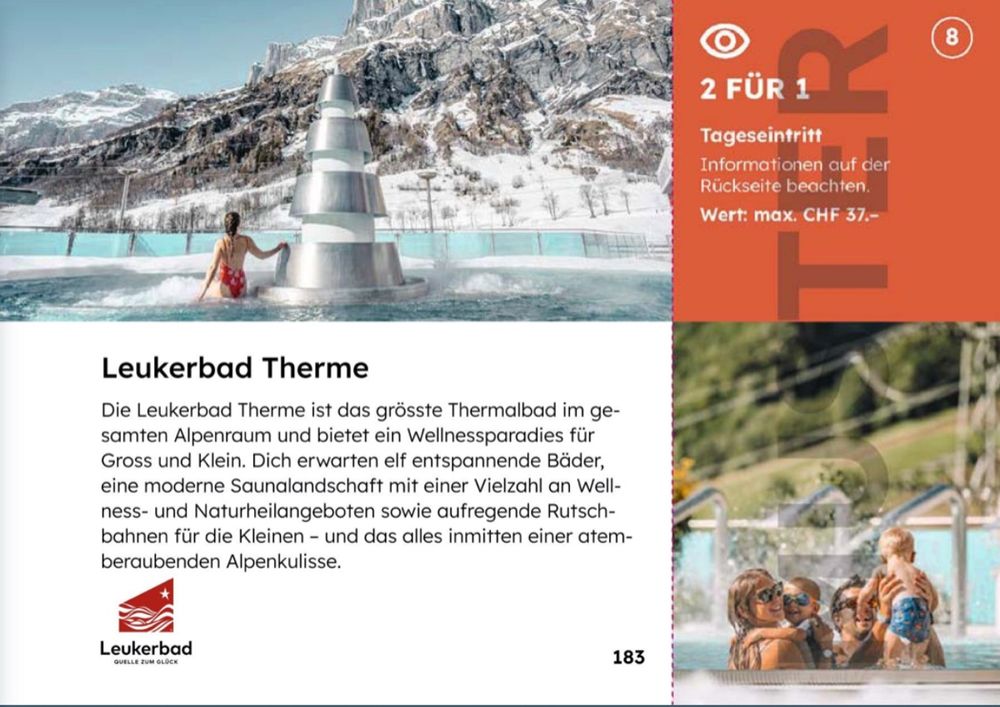 2 für 1 Leukerbad Therme Tageseintritt bis 30.11.26 (Neu und ...