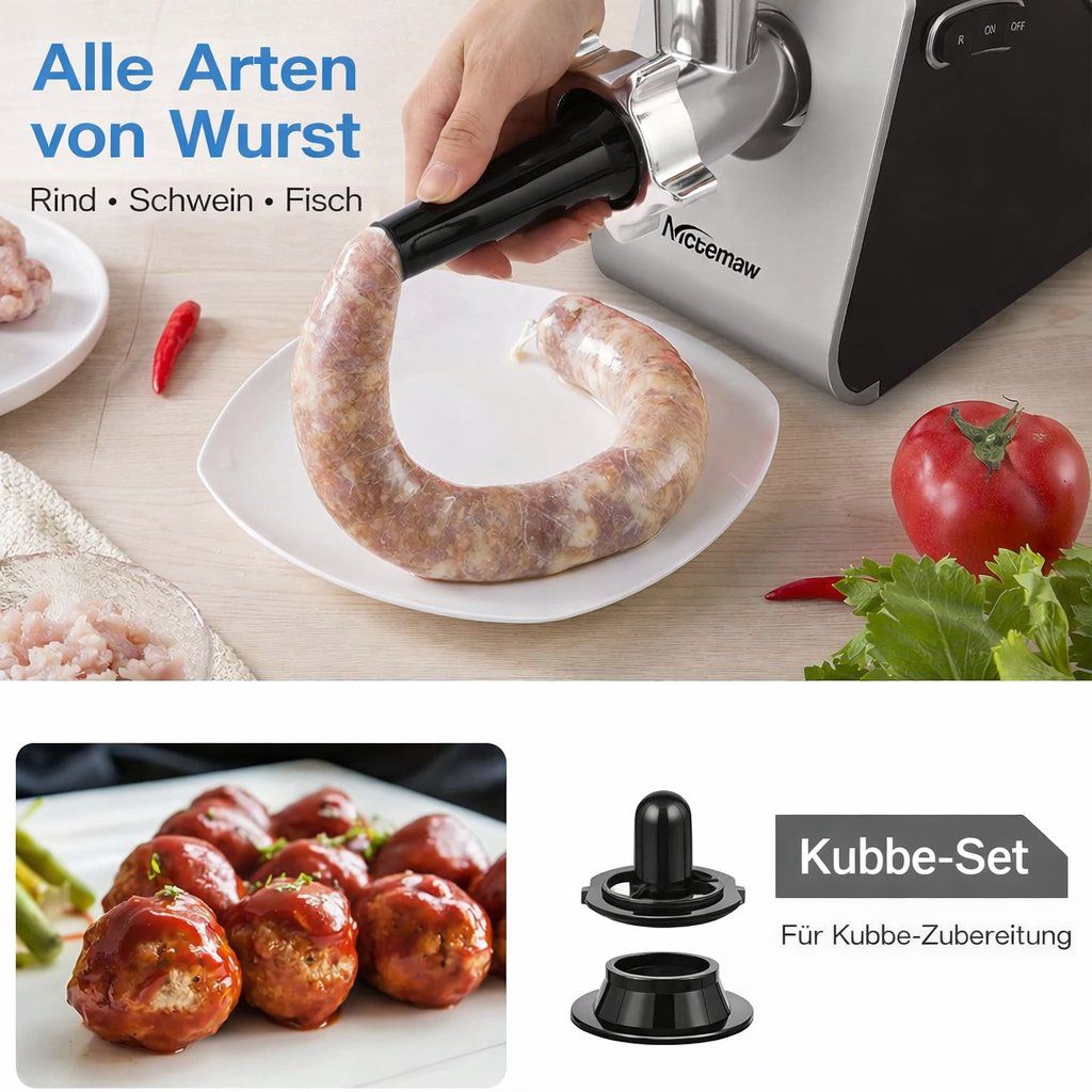 Elettrodomestici da cucina: Elektrischer Fleischwolf 2 in1 Edelstahl Wurstmaschine 2000W – Nuovo e nell'imballaggio originale da Fislisbach venduto da IboTrade 6