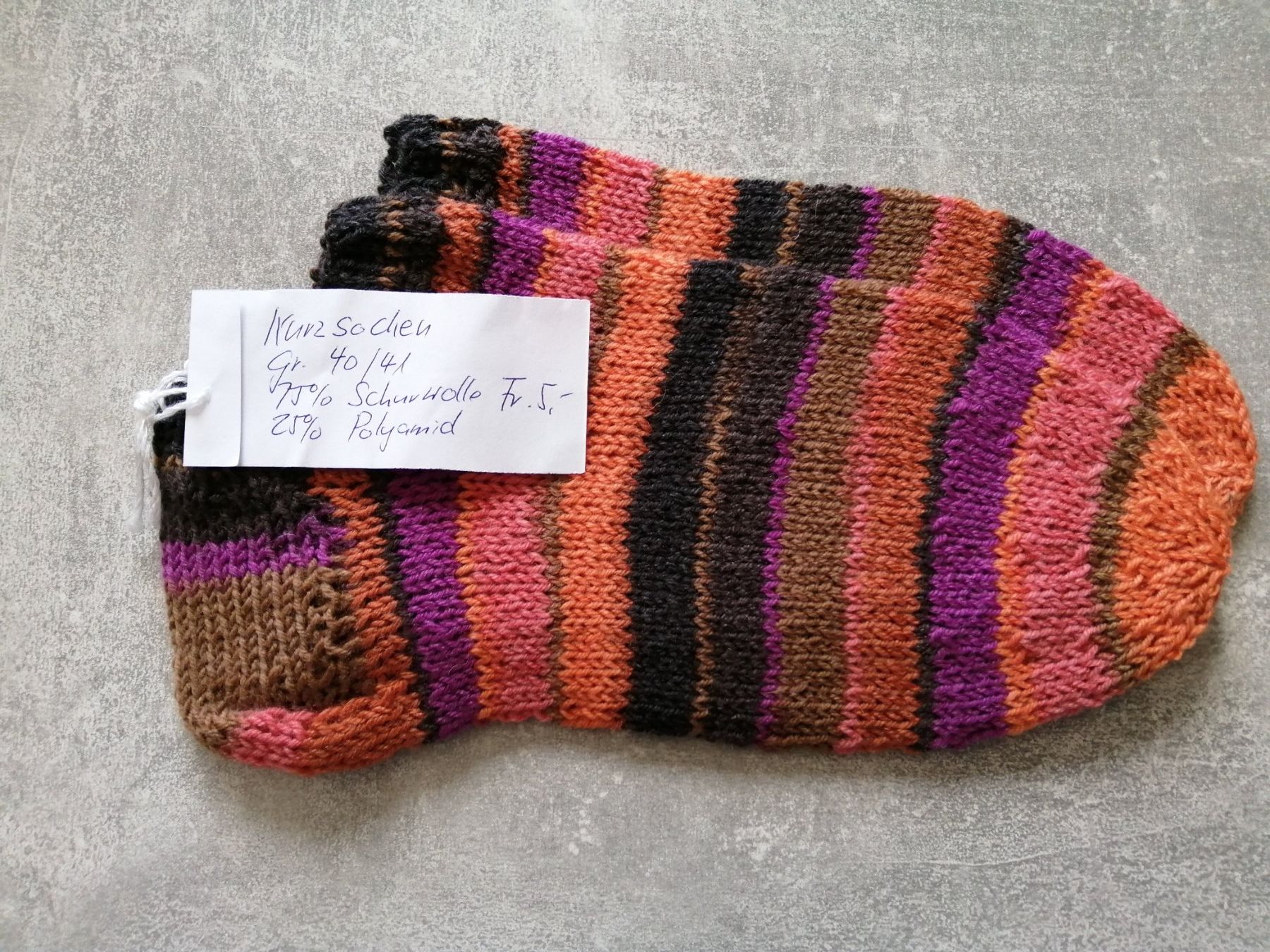 Socken: Sneaker / Kurzsocken handgestrickt, Grösse: 40/41 – Neu (gemäss Beschreibung) aus Altstätten SG von tollesauswolle