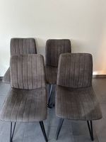 4x Moderne Esszimmerstühle Anthrazit Mikrofaser Metallfüsse