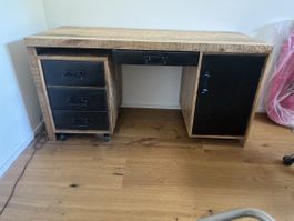 Schreibtisch Holz Metall mit Rollcontainer guter Zustand