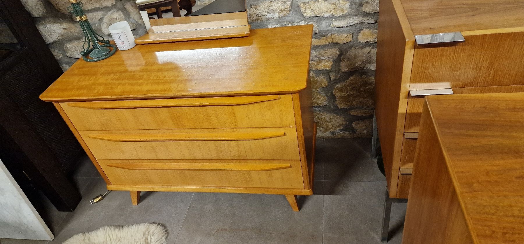 Cassettiere: Vintage Kommode mit Spiegel, Mid Century Set – Usato da Grellingen venduto da syl_t5wm 6