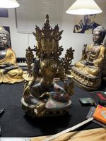 Buddha der Tara Tibet Bronze vergoldet handbemalt