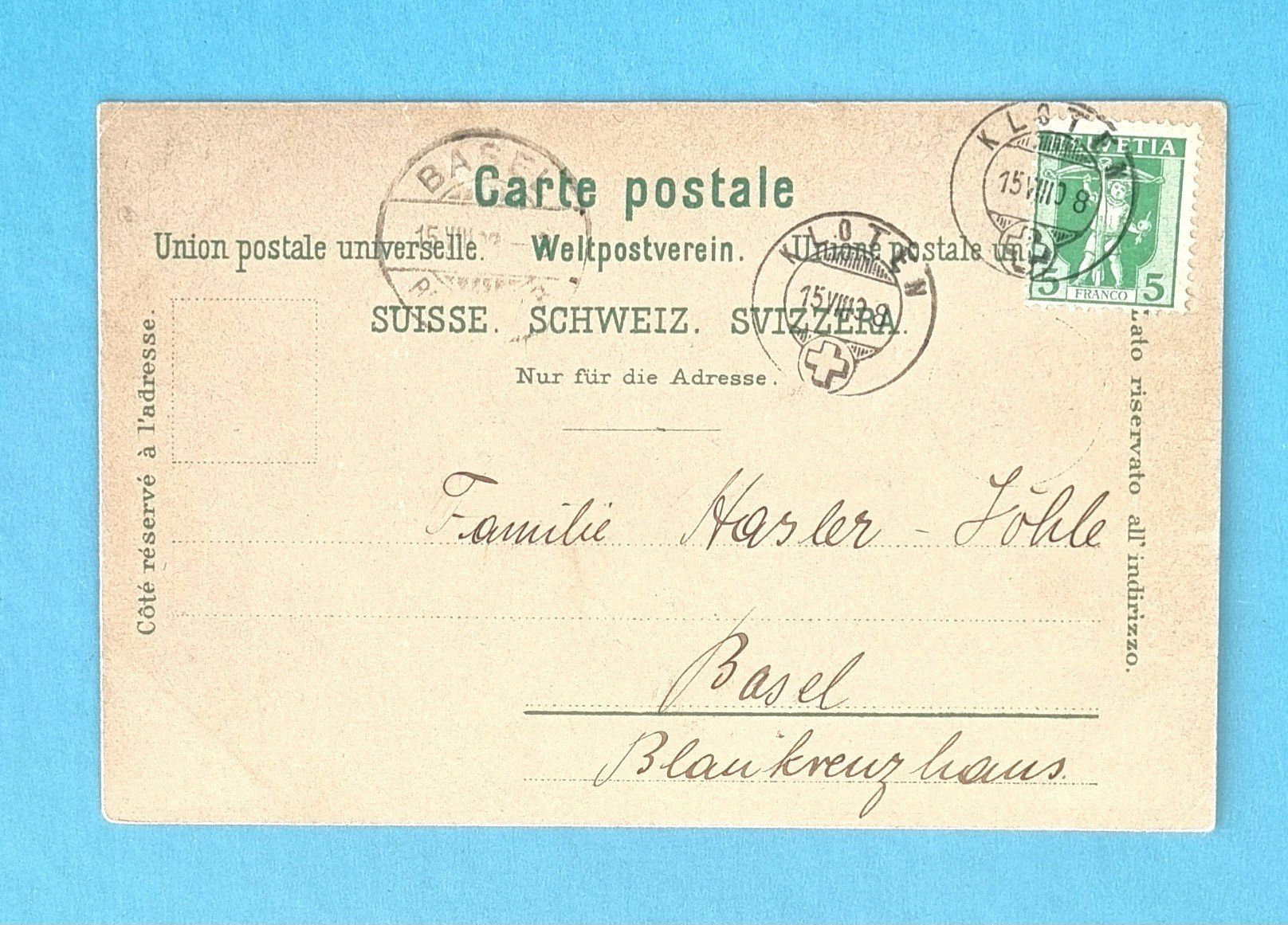Ansichtskarten: Kloten - Hauptstrasse - 1908 – Gebraucht aus Rothrist von RROENK 1