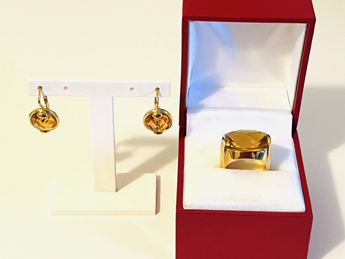 Altri gioielli: 18K 750 Yellow Gold Citrine Ring & Earrings Set – Nuovo (secondo la descrizione) da Rüschlikon venduto da topswissvintage 6