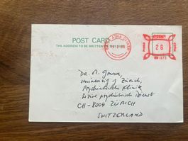 Alte Ansichtskarte aus Irland, adressiert nach Zürich 1983