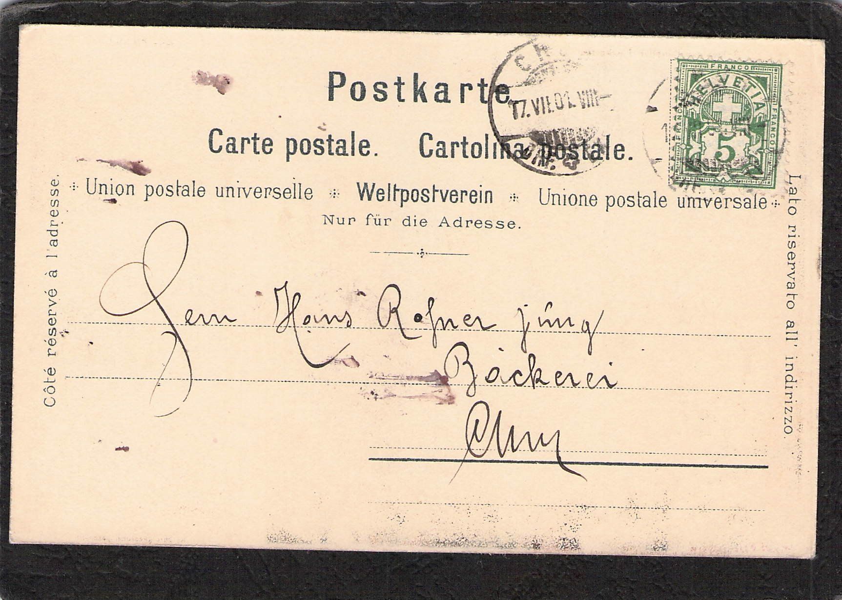 Cartoline postali: Steinmann Lithographie:Kurhaus Passugg b. Chur , gel. 1901 – Usato da Reichenburg venduto da Pipo-67 1