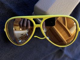 Skibrille 70er Jahre / Neongelb