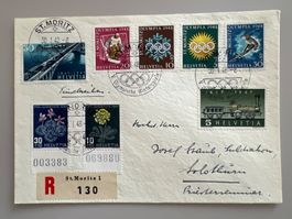 1948 Olyp. Winterspiele St.Moritz Eing. Brief Satz W25-28w++